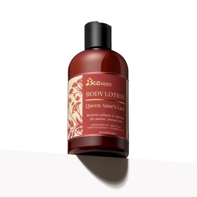 Body Lotion "Queen Anne's Lace" (8 oz) for Mature and Stressed Skin with Hibiscus Oil, Green Tea &amp; Cupuaçu Butter