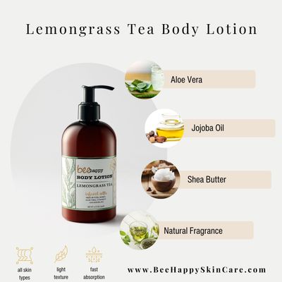 Scented Body Lotion "Lemongrass Tea" (size: travel 8 ml, 4 oz, 8 oz, 12 oz)