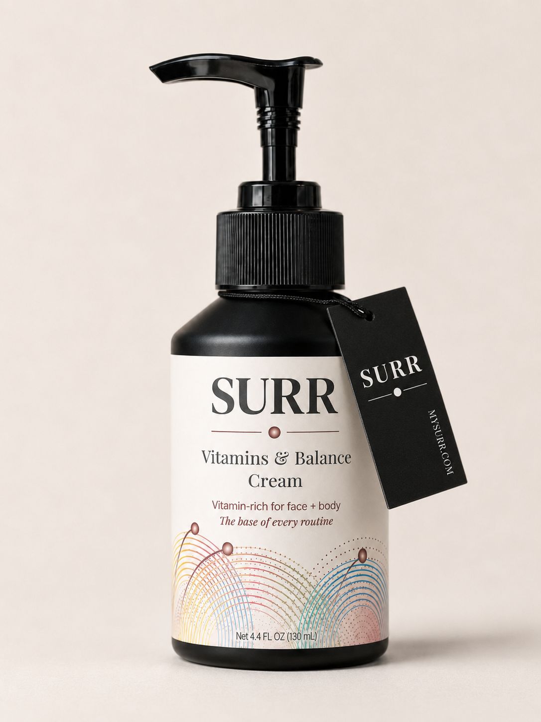 SURR Vitamins &amp; Balance Cream. 130 ml with B3, B5, E, Squalane, Jojoba, Beta-Glucan, Ectoin, Betaine.