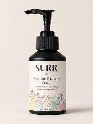 SURR Vitamins &amp; Balance Cream. 130 ml with B3, B5, E, Squalane, Jojoba, Beta-Glucan, Betaine.