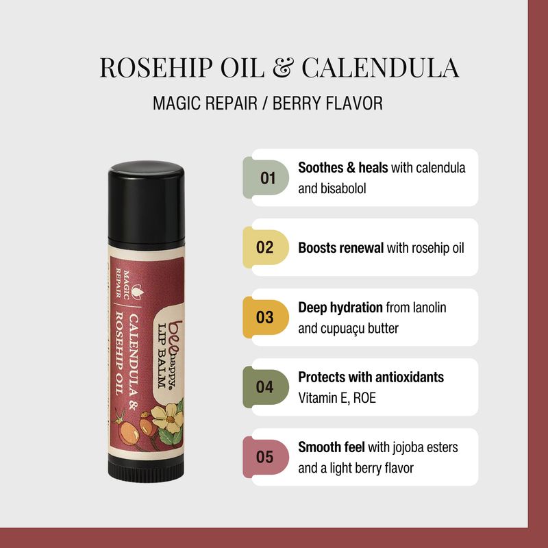 Rosehip &amp; Calendula &amp; Cupuaçu Lip Balm Mixed Berries Flavor