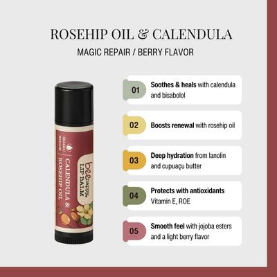 Rosehip &amp; Calendula &amp; Cupuaçu Lip Balm Mixed Berries Flavor