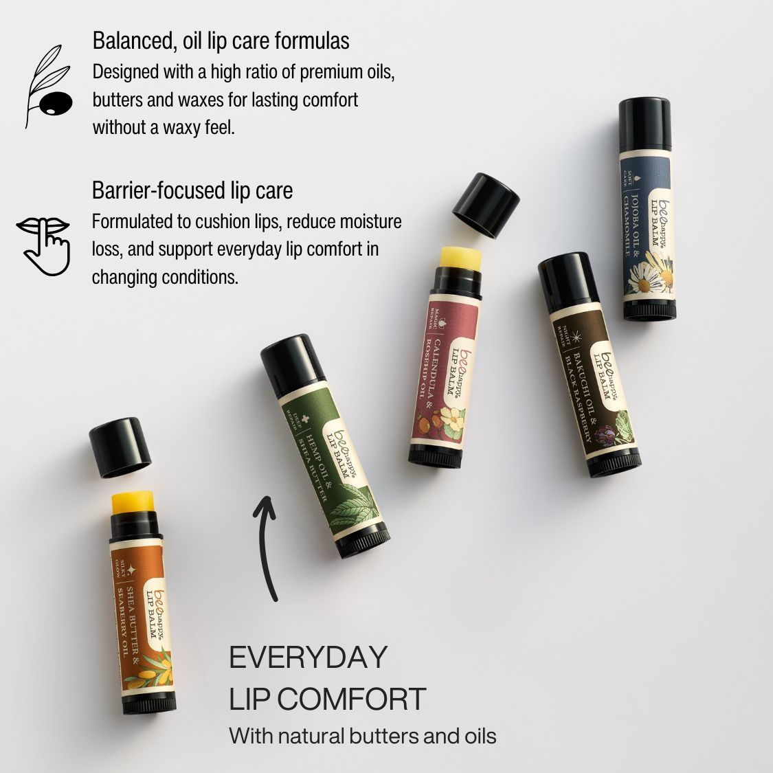 Bee Happy Lip Balm (12 pack) (3 Soft Care + 2 Deep repair + 2 Silky Glow  + 3 Magic Repair + 2 Night  Repair)