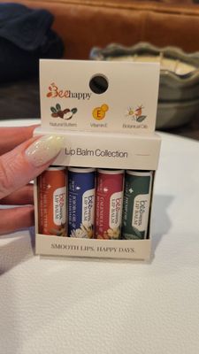 Bee Happy 4 lip balms for soft, happy lips