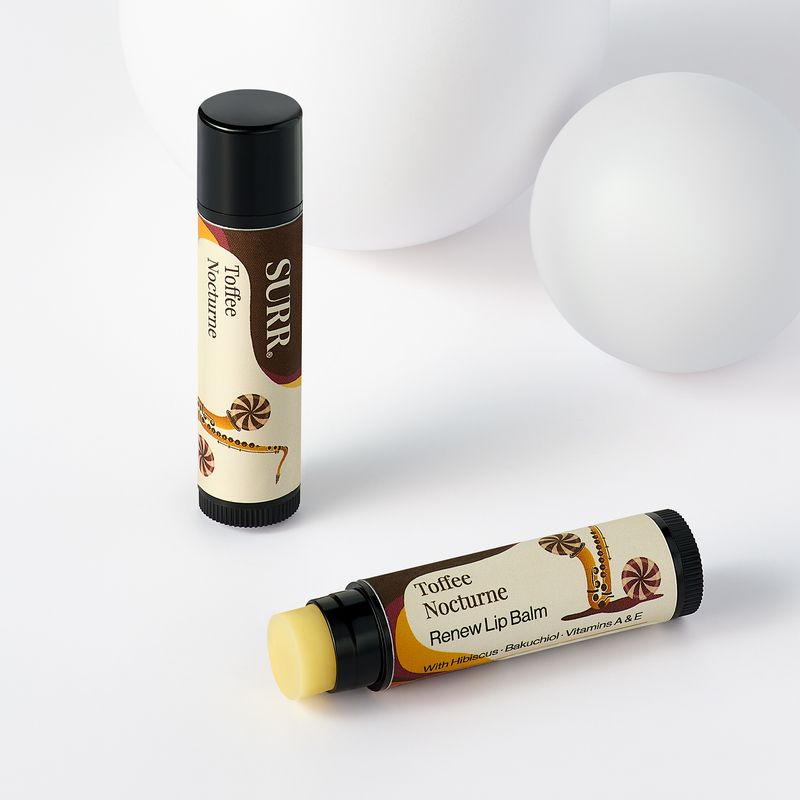 SURR Renew Lip Balm Toffee with Hibiscus, Vitamins A &amp; E + Bakuchiol (natural retinol alternative)