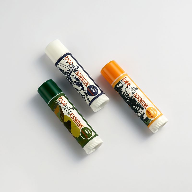 Lip Balm Adventure "Ski - Cocoa Marshmallow", "Camp - peach", "Bike - Limoncello" 3 pack