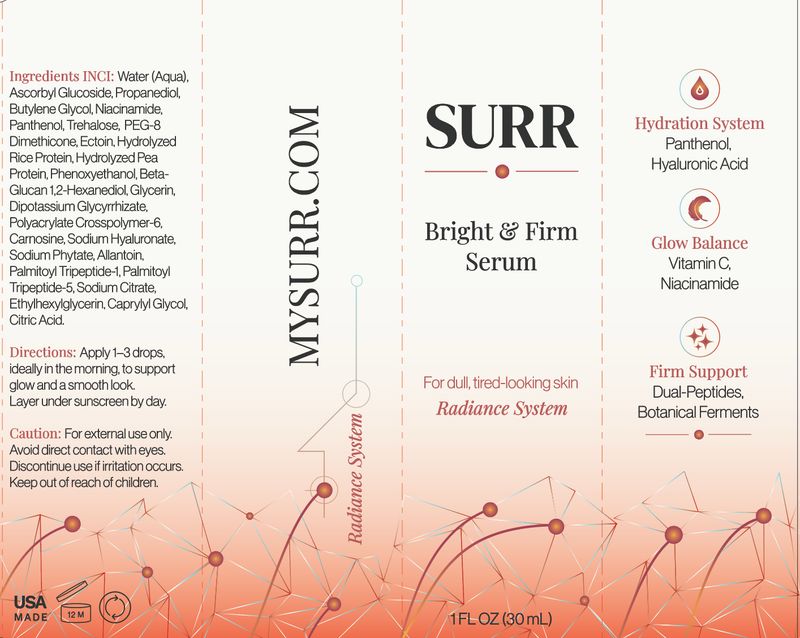 SURR Bright &amp; Tone Serum, Vitamin C, Niacinamide, dual-peptide, Ectoin