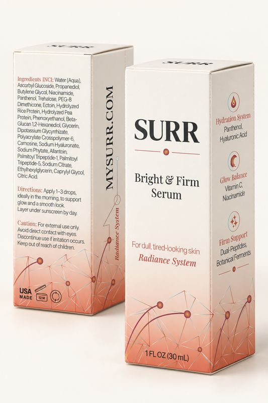 SURR Bright &amp; Tone Serum, Vitamin C, Niacinamide, dual-peptide, Ectoin