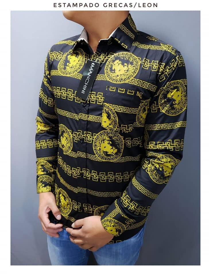 Paquete 20 camisas manga larga estampado de león diferentes colores y tallas.