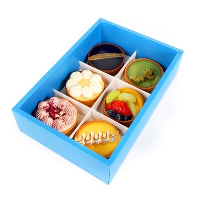 6 Tart Gift Box, choose 6 out of our 8 available tart flavours! Our best sellers is Mixed Fruit Tart, Dark Chocolate Tart, Lychee Tart. Suitable as a birthday gift and for sharing! Available for pick up and islandwide delivery in Singapore.