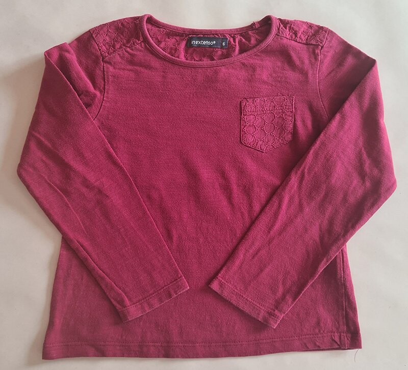 IN EXTENSO - tee shirt manches longues dentelle rose - 6 ans