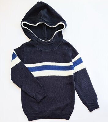 KIABI - Pull à capuche bleu à rayures - 5 ans