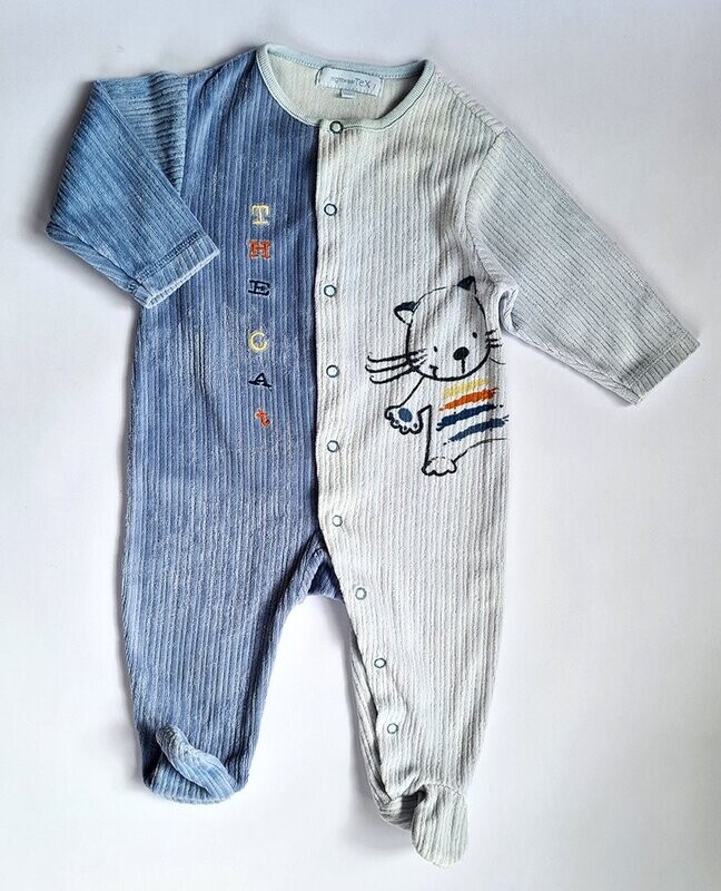 TEX baby - Pyjama bleu avec chat - 6 mois