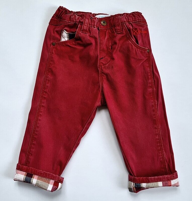 OBAIBI - pantalon bordeaux bas à carreaux - 12 mois