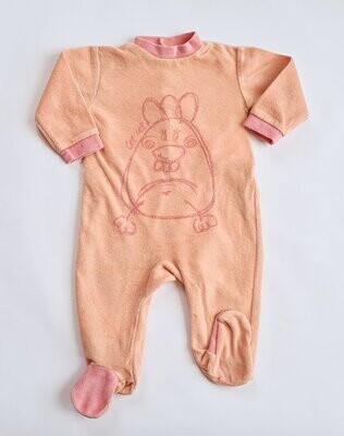 PLUS - Pyjama en velours orange poule - 3 mois