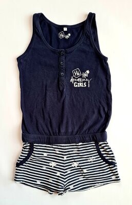 CECILIA Girl style - Combishort bleu marine à fleurs - 6 ans