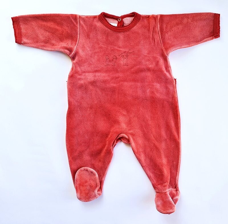 PETIT BATEAU - Pyjama en velours rouge - 3 mois