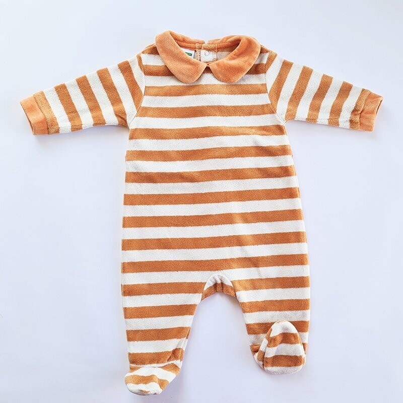 VERTBAUDET - Pyjama en velours rayé orange - 3 mois