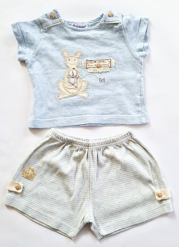 ALPHABET - Ensemble tee-shirt MC et short rayé - 3 mois