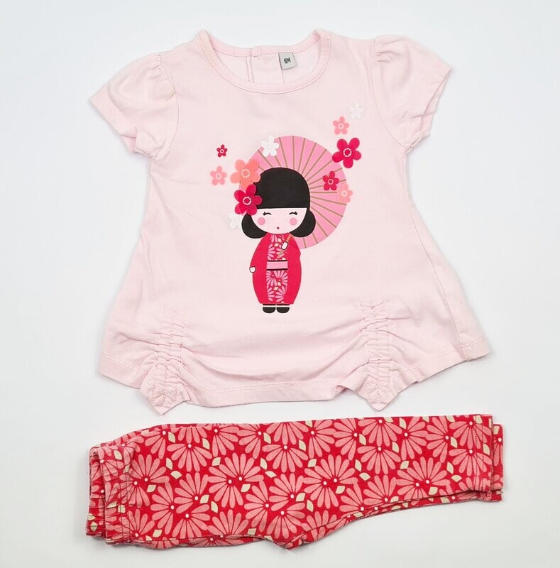 PLUS - Ensemble rose petite kokeshi - 6 mois