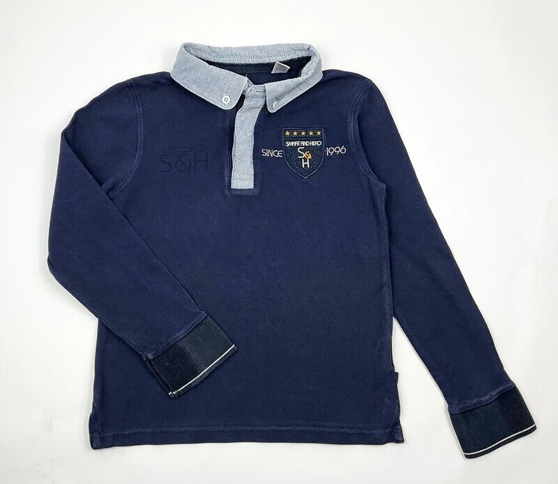 OKAIDI - Polo ML bleu marine col clair - 6 ans