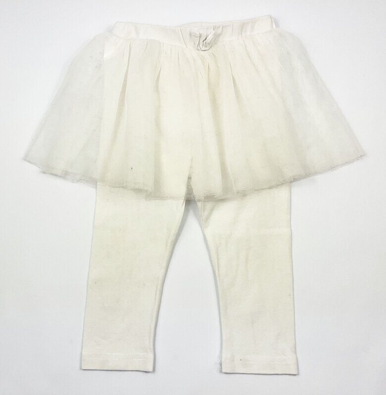 POMMETTE - Legging blanc avec tutu à paillettes - 18 mois