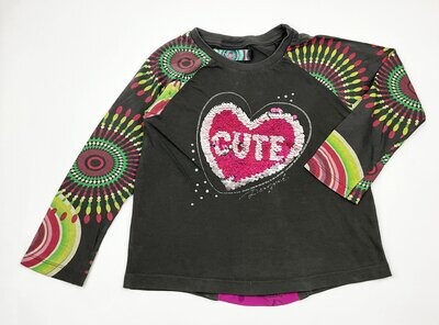 DESIGUAL - tee shirt ML coeur en sequins "cute" - 7/8 ans