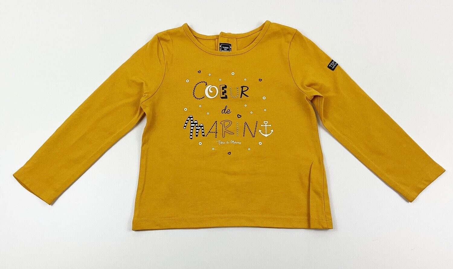 TERRE DE MARINS - Tee-shirt moutarde cœur de marin - 23 mois