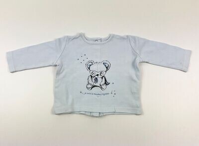 BEBE REVE - Tee-shirt bleu ML doudou mystère - 3 mois