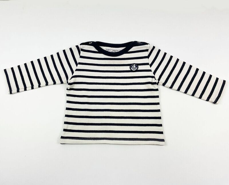 PETIT BATEAU - Tee-shirt ML marinière iconique - 18 mois