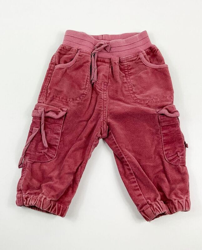 PETIT BATEAU - pantalon vieux rose velours cargo - 6 mois