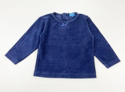 BOUT'CHOU - Tee-shirt ML en velours bleu marine petit noeud - 18 mois