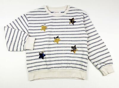 MONOPRIX KIDS - Sweat blanc à rayures avec des étoiles en sequins - 8 ans