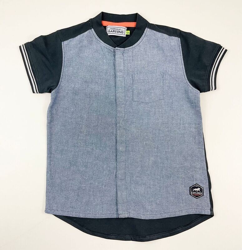 LA FABRIQUE DES GARÇONS - Tee shirt MC effet denim col mao - 6 ans