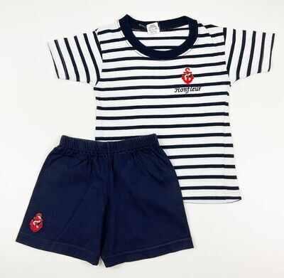 NOUVELLE VOGUE - ensemble tee-shirt MC style marin et short bleu marine - 2 ans