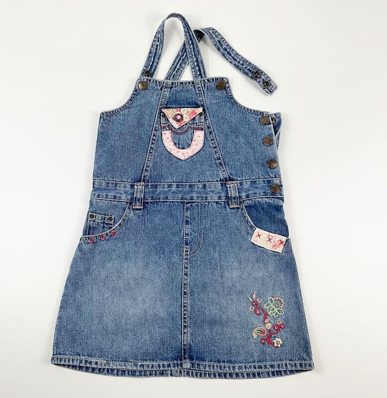 KIABI - Robe salopette denim fleuri - 3 ans