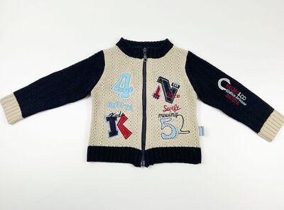 IMAGE BABY - gilet vintage beige et bleu marine - 18 mois