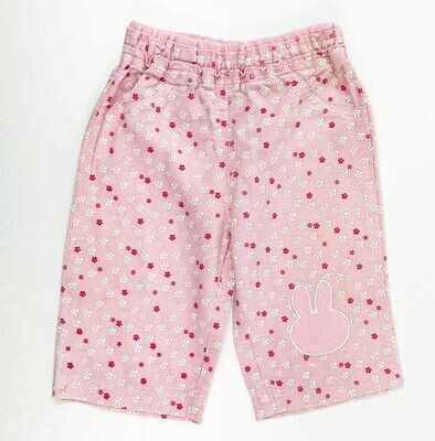 NÜN - pantalon rose imprimé fleurs avec une tête de lapin - 6 mois