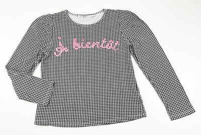 H&M - Top ML bouffante motif pied de poule A bientôt en rose - 8 ans