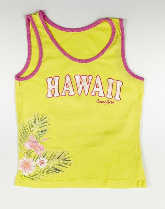 COMPLICES - Débardeur jaune Hawaii contour rose - 8 ans