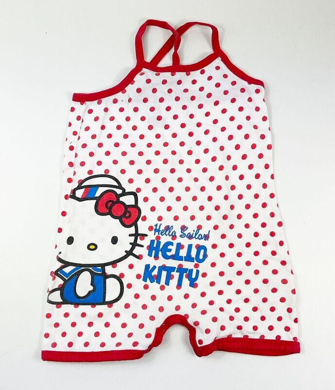 HELLO KITTY - combinaison courte so girly à pois rouge - 6 mois