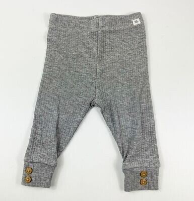 IN EXTENSO - Legging gris coton côtelé bouton bois sur le bas - 3 mois