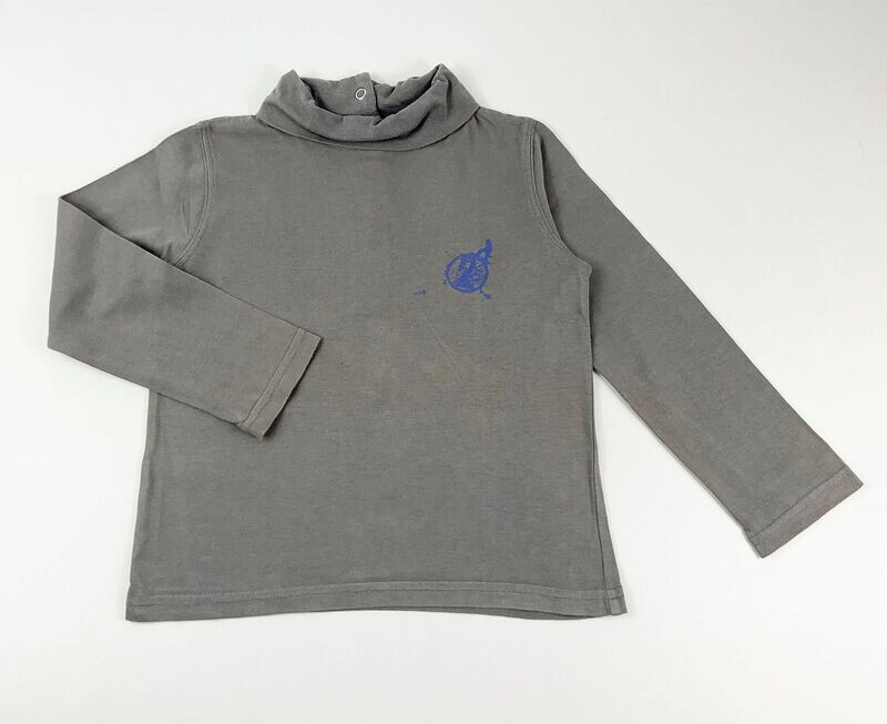 KIDKANAI - Sous pull gris décor bleu - 4 ans