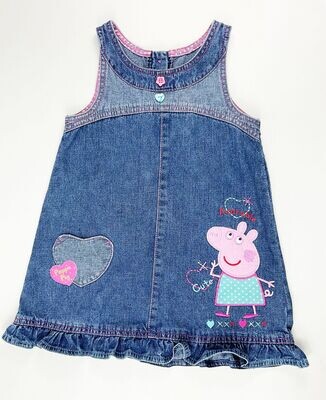 PEPPA PIG - robe en denim sans manche avec Peppa - 4 ans