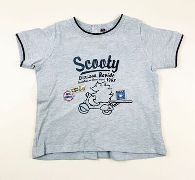 SERGENT MAJOR - Tee-shirt MC bleu chiné Scooty liseré bleu - 6 mois