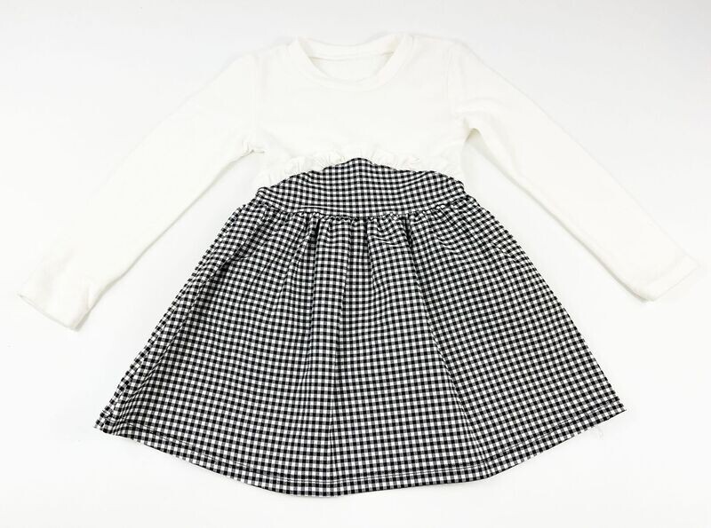 INCONNUE - Robe effet 2 en 1 haut blanc effet jupe à carreaux - 2 ans