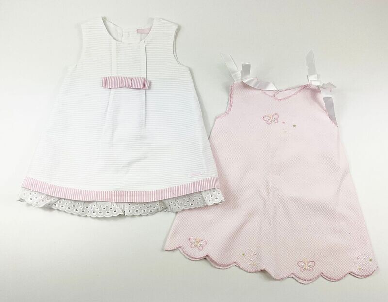 TUTTI PICCOLO - Lot de 2 robes so girly rose/blanc - 12 mois