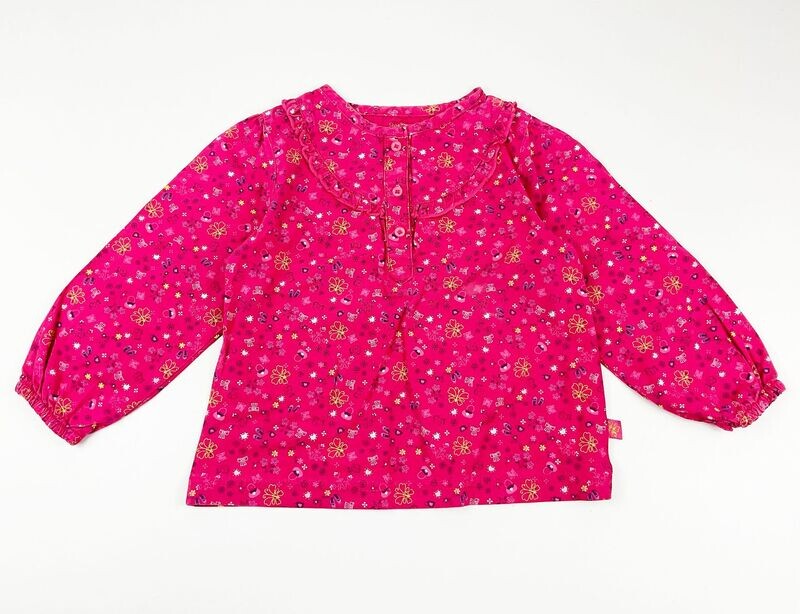 BÉBÉ RÊVE - blouse ML rose encolure volantée avec des décors girly - 2 ans