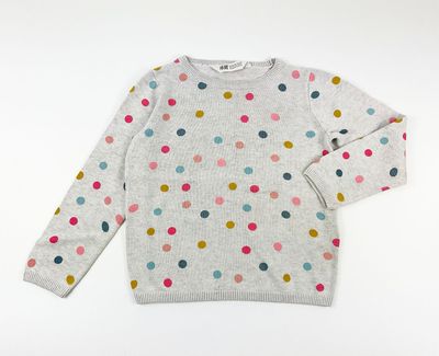 H&M - Pull gris col rond avec des pois multicolores - 4 ans