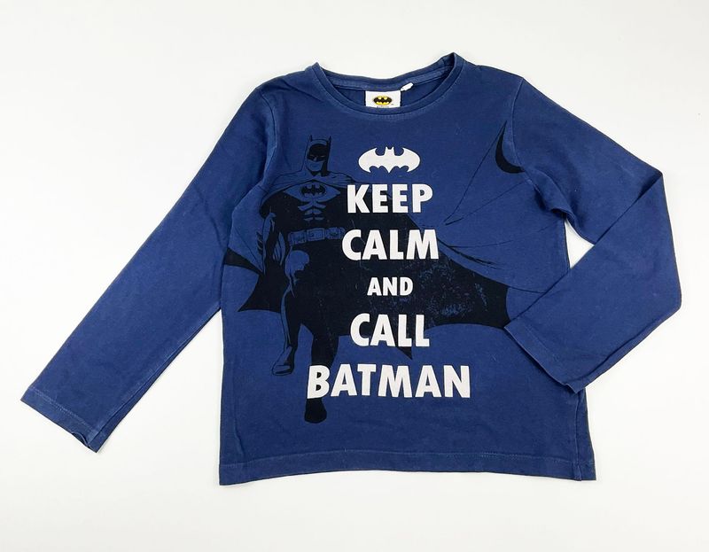 BATMAN - Tee-shirt bleu marine avec Batman en noir - 6 ans